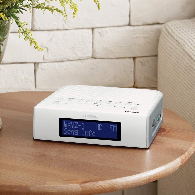 SANGEAN راديو ساعة رقمي Sangean HDR-15 AM/FM مع شحن هاتف USB، أبيض - Image 5